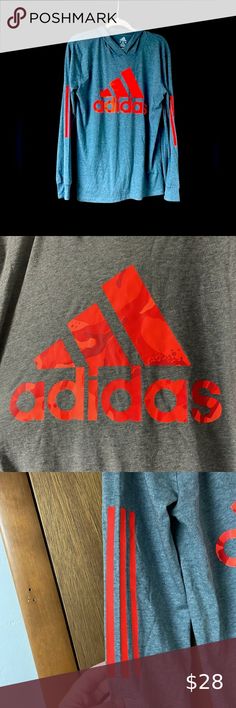 NWT size XL (18/20) gray Adidas long sleeve hoodie shirt Gray Adidas, Adidas Long Sleeve, Grey Adidas, Long Sleeve Hoodie, Shirt Shop, Hoodie Shirt, Relaxed Fit, Adidas, Outfit Inspo