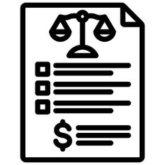 a paper with a balance scale and dollar signs on it, in black and white