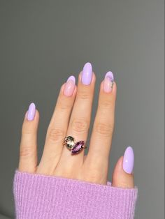 #lavendernails #purplenails #lilacnails #nailinspo #nailart #nails #naildesign #frenchnails #summernails #nailtutorial #aestheticnails #flawlessnails #nailvideos #flowernails #floralnails #nailideas #naturalnails #jewelry #almondnails #stylishnails Simple Spring Nails Purple, Purp Nails, Spring Nails Purple, Purple Floral Nails, Proposal Nails, Taro Tea, Nails September, Pastel Nails Designs