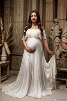 Orcajump - Pregnancy Photography Maxi Dress with Tassel Details, Milk Silk Material, Floor-Length Maternity Portrait Gown Pregnancy Photography, Portrait Photography Women, Velvet Maxi Dress, Royal Dresses, Maternity Portraits, Milk Silk, Modern Dress, Black Bodycon Dress, Silk Material