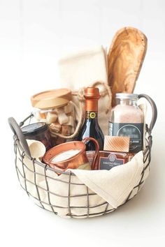 a basket filled with different types of food