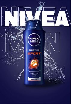 a bottle of nivea men sport deodorant on a blue background