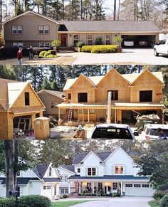 the before and after pictures of a house being built