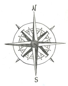 a drawing of a compass on a white background