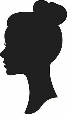 the silhouette of a woman's head is shown in black on a white background