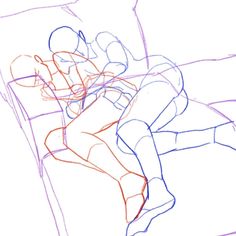 a drawing of two people sitting next to each other on a couch, one is holding the