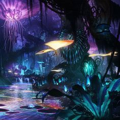 an image of a fantasy forest scene with firework