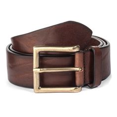 * Casual styling * 38 mm wide width for jeans or casual wear * Supple medium brown Italian vacchetta leather * Antiqued brass buckle * Crafted in Italy Belt sizing: Order one size up from your pant size. A size 32 pant takes a size 34 belt, a size 36 pant takes a size 38 belt, etc. Classic Brown Belt With Brass Buckle, Casual Leather Belt With Brass Buckle, Brown Workwear Belt With Brass Buckle, Brown Belt With Brass Buckle For Work, Classic Brown Bridle Leather Belt, Classic Vintage Brown Belt With Brass Buckle, Brown Business Belt With Brass Buckle, Classic Vintage Brown Belt Buckle With Brass Detail, Brown Leather Belt Buckles For Work