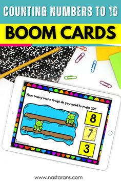 an ipad with the text counting numbers to 10 boom cards