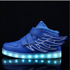 Kids 4.5 = Womens 6 Light Up Sneakers Women, Light Up Sketchers, Lightning Shoes, Flash Sentry, Light Up Sneakers, Blue Lightning, Light Up Shoes, Cyberpunk Fashion, Blue Wings