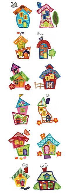 a bunch of houses that are in the shape of different shapes and sizes on a white background