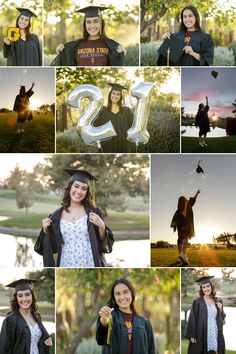 graduating senior girl wearing cap & gown, showing off ASU college t-shirt, and throwing graduation cap at sunset Grade 12 Graduation Pictures, Senior Cap N Gown Pictures, Graduation Picture Ideas Outdoors, Graduation Ceremony Pictures, Diy Graduation Pictures, Cap Gown Senior Pictures Outside, Senior Picture Poses Cap And Gown, Cap And Gown Photo Ideas