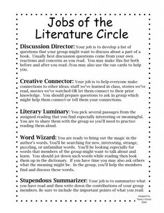 the literature circle worksheet