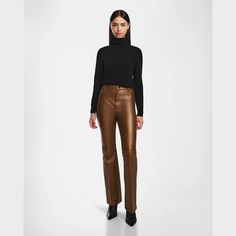 Turn heads with the CARISSA by RUDSAK, a women's pair of flare leather pants designed in luxe, supple leather. These striking pants feature hip and back pockets, blending practicality with high-fashion appeal. The flattering flare silhouette adds a touch of retro chic, perfect for elevating any outfit. Whether for a night out or a stylish day look, the CARISSA pants offer a bold statement piece for those who appreciate both elegance and edge in their wardrobe. Luxury Leather Pants For Fall Night Out, Fall Flare Leather Pants, Fall Leather Flare Pants, Leather Flare Pants For Fall, Elegant Brown Leather Pants Full Length, Flared Leather Pants For Fall, Elegant Brown Full-length Leather Pants, Elegant Full-length Brown Leather Pants, Elegant Full Length Brown Leather Pants