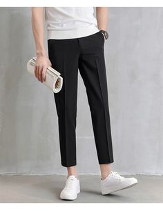 Voguable 2022 New Thin Casual Pants Korea Style Straight Slim Suit Bot – voguable Guys Style, Khaki Suit, Slim Leggings, Adidas Wallpapers, Formal Office, Office Pants, Dress Idea, Men Pants, Streetwear Men