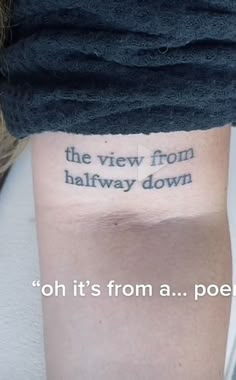 the view from halfway down is shown on this woman's lower arm and neck