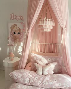 Fairy girl bedroom | butterfly decor bedroom for girl | white bed idea for 5 year old girl | pink kid bedroom Bedroom For 5 Year Girl, 5 Year Girl Bedroom Ideas, Aurora Bedroom, White Girls Bedroom, Bedroom Butterfly, Pink Kids Bedrooms, Doll Bedroom, Toddler Girl Bedroom, Farmhouse Build