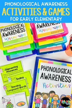 phonological awareness activities and games for early elementary students to practice phonological awareness