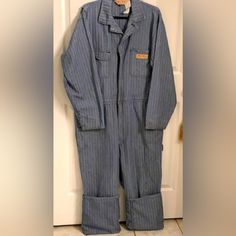 Nwt Big Mac - Vintage 1990 -Coveralls Railroad Blue Herringbone. Heavy Duty Blue Utility Overalls For Fall, Winter Workwear Overalls With Pockets, Fitted Winter Overalls With Pockets, Mechanic Coveralls, Coated Denim Jeans, Cinch Jeans, Diesel Jeans Mens, Japanese Selvedge Denim, Selvedge Denim Jeans