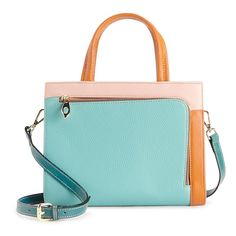 "Showcase your chic sense of style when you wear this Denisse bag from AmeriLeather. Showcase your chic sense of style when you wear this Denisse bag from AmeriLeather. 8.5""H x 10.75""W x 2""D Removable, adjustable crossbody strap: 34"" - 44"" Handle: 5.75'' drop Zipper closure Exterior: 2 zipper pockets Interior: 1 slip pocket, 1 zipper pocketCONSTRUCTION & CARE Body: leather Lining: polyester Wipe clean Imported Size: One Size. Color: Multicolor. Gender: female. Age Group: adult." Modern Blue Shoulder Bag For Office, Trendy Light Blue Shoulder Bag With Double Handle, Trendy Light Blue Double Handle Shoulder Bag, Modern Blue Shoulder Box Bag, Light Blue Shoulder Bag With Zipper For Daily Use, Modern Light Blue Bags With Detachable Handle, Modern Light Blue Top Handle Shoulder Bag, Light Blue Shoulder Bag For Daily Use, Modern Blue Box Bag For Travel