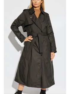 Moncler Barbetane Trench Coat - Farfetch Black Winter Outerwear With Belted Cuffs, Black Belted Gabardine Outerwear, Belted Black Gabardine Outerwear, Winter Gabardine Outerwear With Belted Cuffs, Black Double-breasted Outerwear With Belted Cuffs, Black Down, Yoko London, City Dress, Trench Coat Black