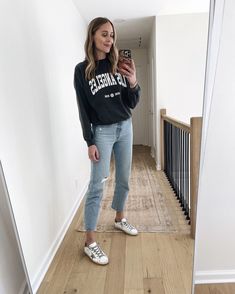 Bing Sweatshirt Outfit, Anine Bing Sweatshirt, Jackson Instagram, October Outfits, Amy Jackson, Winter Capsule Wardrobe, Fall Capsule Wardrobe, Anine Bing