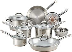 Amazon.com: T-fal C836SD Ultimate Stainless Steel Copper Bottom 13 PC Cookware Set, Piece, Silver: Kitchen & Dining