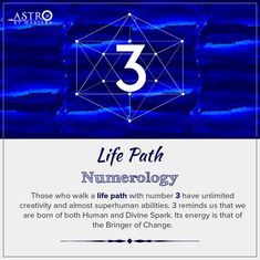 an astro sign with the number three on it and text that reads,'life path numerlogy '