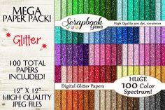 the mega paper pack includes many different colors and sizes, including one for each color