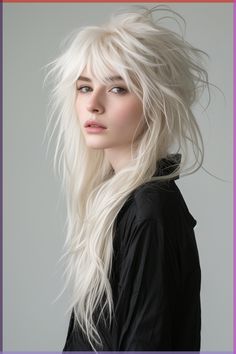 Bleach Hair Dye, Long White Hair, 얼굴 드로잉, Mullet Hairstyle, Hair Reference, Bleached Hair, American Beauty, White Hair, Hair Designs