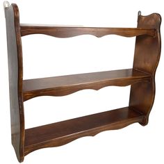 a wooden shelf with three shelves on each side