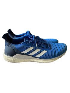 Adidas Boost Solar Glide Sneakers Mens Size 14 Continental 702001 Blue White Pre owned good condition No visible tears or stains Ships in 2-3 business days Please contact me with any questions Adidas Solar Glide, Adidas Boost, Athletic Shoes, Blue White, Men's Shoes, Solar, Shoe Accessories, Mens Accessories, Blue And White