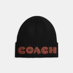 A cool way to stay warm this cozy wool beanie features our name front and center. It comes ready to gift in a Coach gift box. | Coach Boxed Beanie - Women's - Black Coach Gift, Large Wallet, Wool Beanie, Coach Gifts, New Handbags, Belt Bag, Stay Warm, Accessories Hats, Satchel