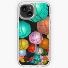 many colorful paper lanterns are hanging from the ceiling iphone case / skin cover for samsung galaxy s7