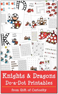 knights and dragon do - a - dot printables for kids from gift of curiosity