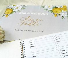 the wedding guest book is open and ready to be used