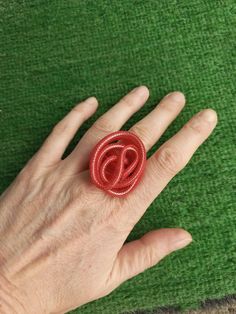 Elevate your style with our handcrafted Red Wire Ring, spirally twisted design. This unique statement jewelry piece combines modern elegance with boho chic flair, making it a perfect accessory for those who likes distinctive fashion. Bold style of the ring ensures it captures attention, while the lightweight aluminum and mesh nylon construction guarantees comfort for wear. FAR FROM ORDINARY MATERIALS: - silver aluminum wire 2m - red mesh tube  The package will be sent as soon as possible (1-3 da Handmade Rings With A Modern Twist As A Gift, Handmade Rings With A Modern Twist For Gifts, Modern Handmade Red Rings, Handmade Modern Spiral Ring, Modern Handmade Spiral Rings, Modern Handmade Red Ring, Red Spiral Jewelry As Gift, Red Spiral Jewelry For Gifts, Spiral Shaped Red Jewelry For Gifts