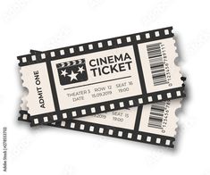 two movie tickets with the word cinema ticket