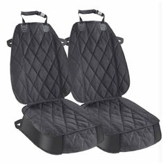 two car seats with black quilting on them