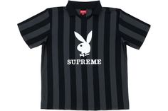 Supreme Playboy Soccer Jersey Black - SS18 Supreme Hoodie, Soccer Tees, Graphic Tee Outfits, Black T Shirts, Street Style Outfits Men, High Fashion Outfits, Adidas Yeezy, Stylish Sneakers, Tee Design