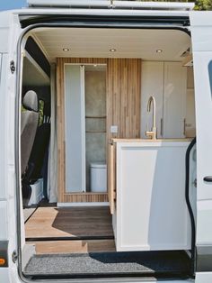 the interior of a van with its door open