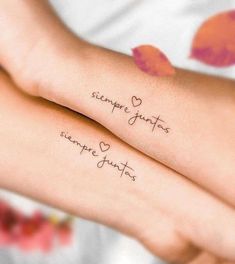 two girls with matching tattoos on their arms that say, always sunnys and sunshines