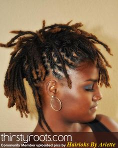 Hairloks by Arlette a Thirsty Roots Community Member Mohawk Black Women, Loc Mohawk, Black Hair Ideas, Women Natural Hairstyles, Black Women Natural Hairstyles, African Natural Hairstyles, Bitter Truth, Military Loc Styles, Mohawk Hairstyles