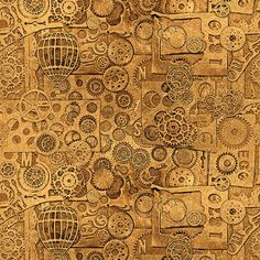 an intricately designed wallpaper with gears on it