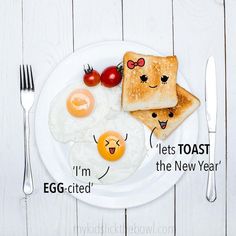 an egg, toast and tomatoes on a plate with words describing the different types of eggs