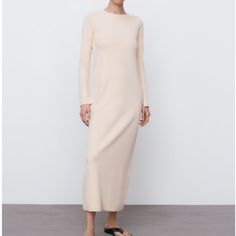 I Purchased This Dress About A Year Ago And Never Used It. It's In Excellent Condition. Beige Sweater Dress For Spring Daywear, Casual Maxi Sweater Dress For Spring, Zara Casual Ribbed Sweater Dress, Casual Long Midi Dress By Zara, Zara Long Midi Dress Casual, Zara Casual Midi Dress, Zara Long Midi Dress Casual Style, Casual Zara Ribbed Sweater Dress, Casual Ribbed Zara Sweater Dress