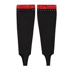 two pairs of black and red knee pads with white dots on the bottom, one pair has