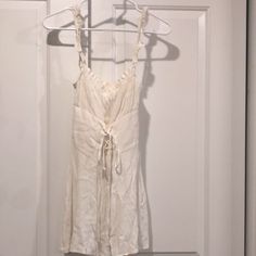 Short Off White Dress With A Side Zipper And Ruffled Straps. Off White Dress, Off White Dresses, Side Zipper, Colorful Dresses, White Dress, Color White, Off White, Mini Dress, Womens Dresses