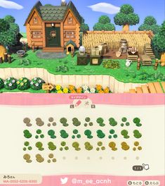 an animal crossing game with houses and trees