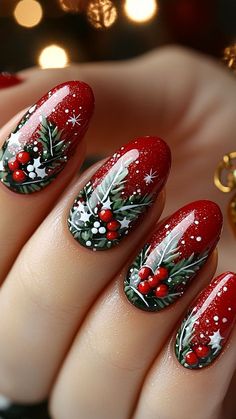 Gingerbread Nails, Xmas Nail Designs, Nails Unique, Xmas Nail, Christmas Manicure, Holiday Nail Designs, Cute Christmas Nails, Christmas Nails Easy, Christmas Gel Nails